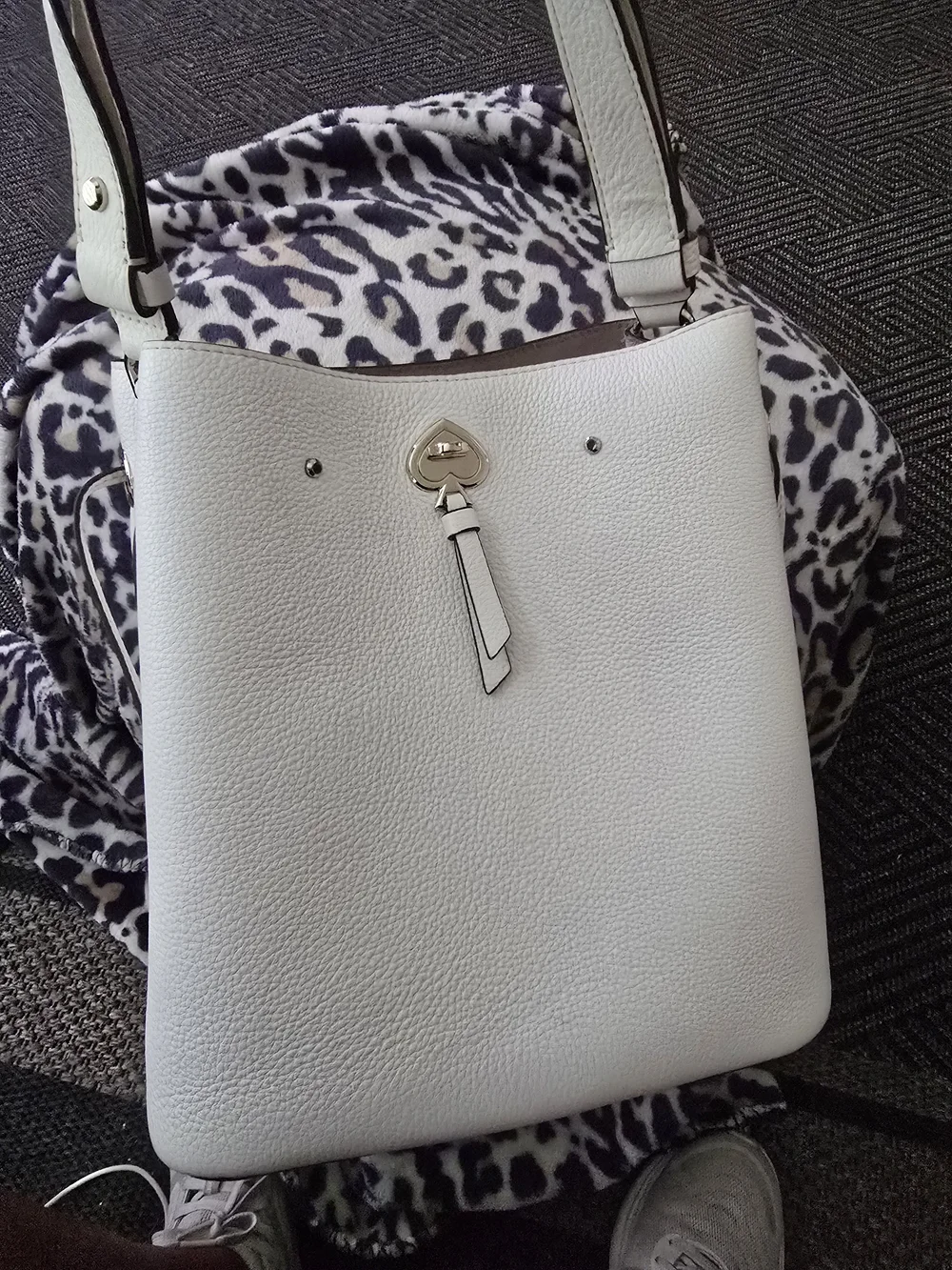 kate spade New York Cream Pebbled Leather Marti Bucket Crossbody Bag